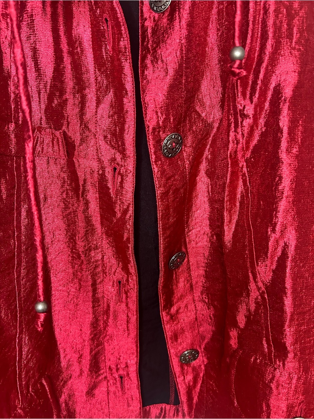 Ruby Rd Red Shimmer Jacket Size 14 Metallic Button Front Y2K - Picture 5 of 9